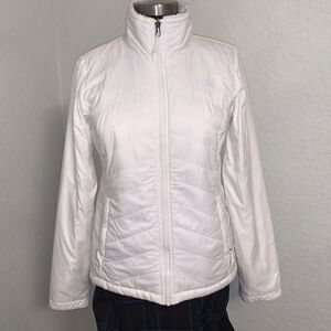 The North Face Women’s White Mossbud Fleece  Full Zip Pockets Size S